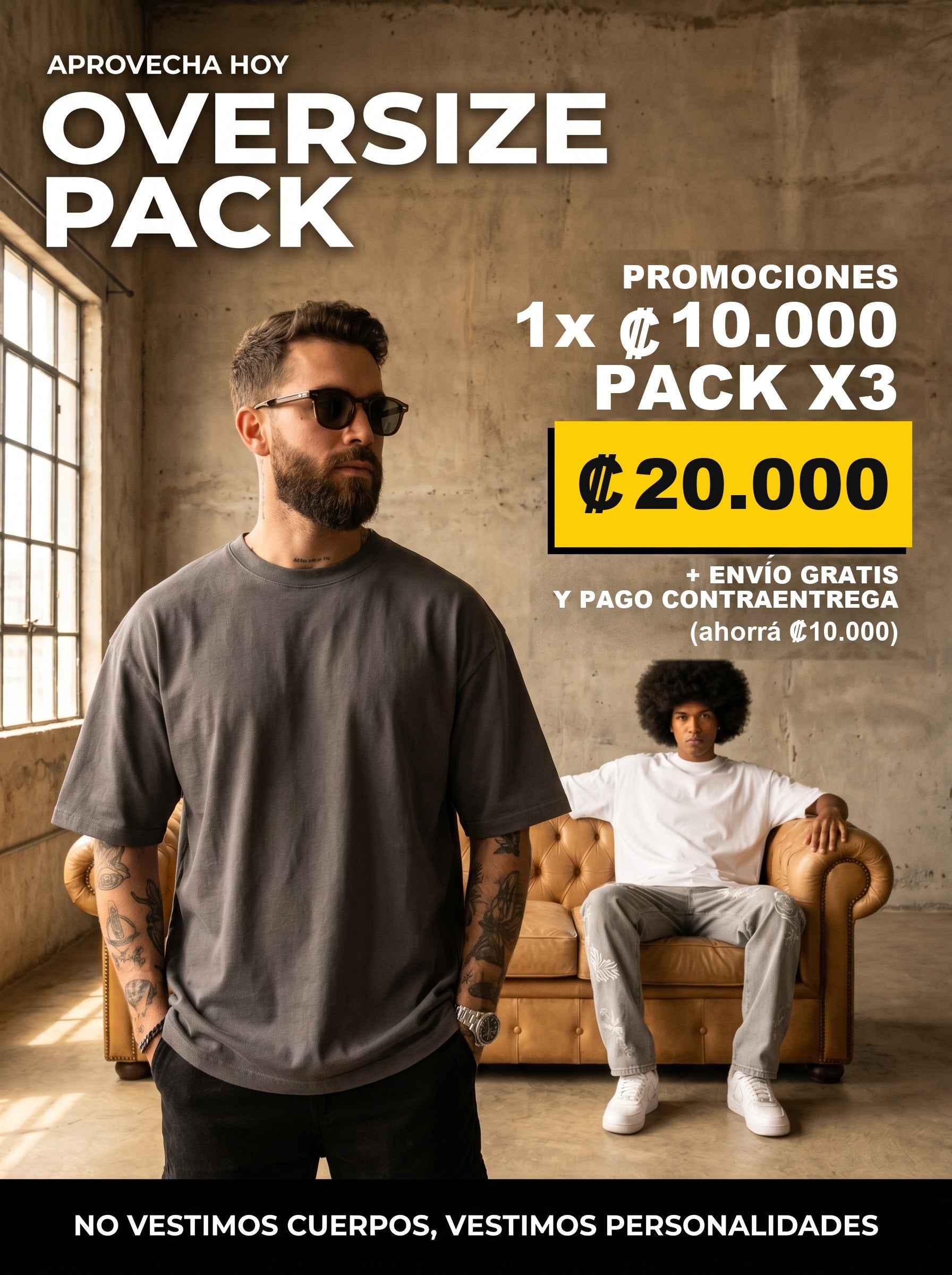 Pack de 3 oversize por ₡20.000