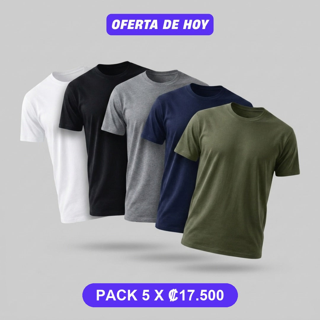 Pack de 5 playeras por ₡17.500